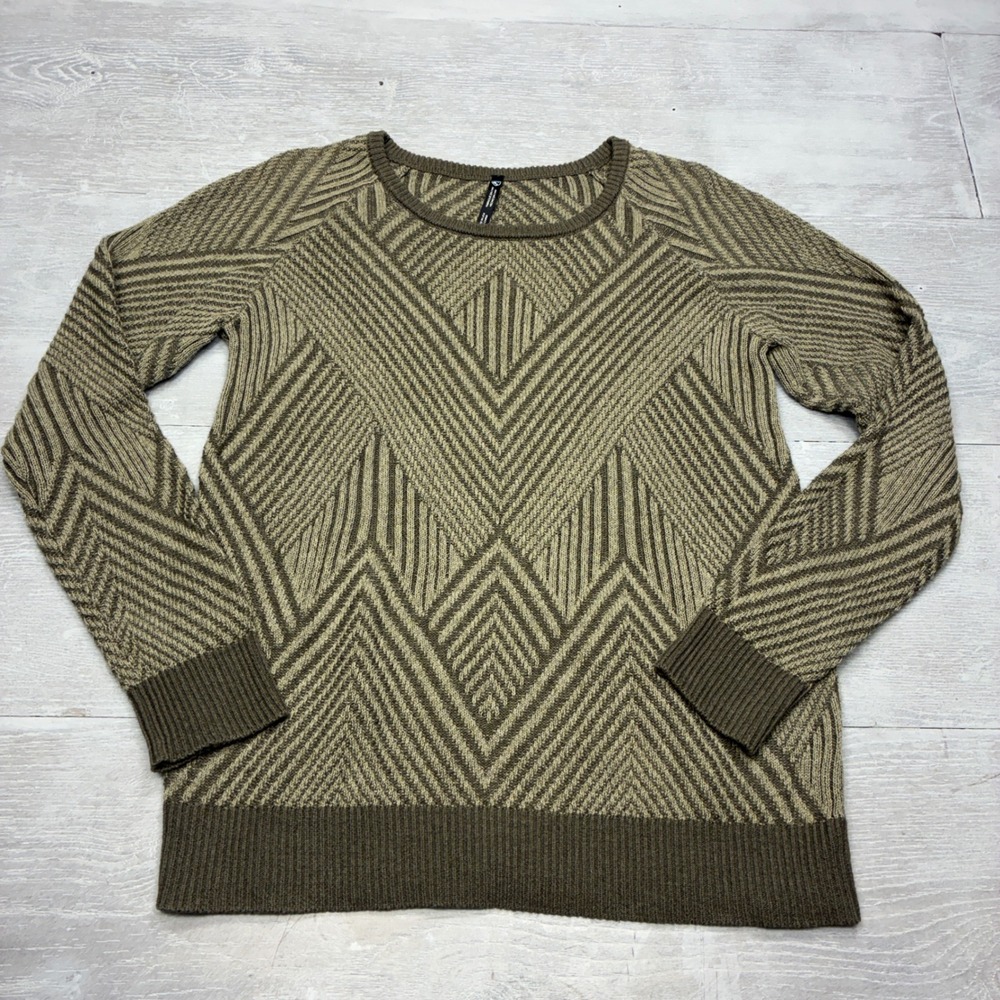 KUHL Odessa Sweater Womens Size S Olive Green Chevron Knit Pullover Outdoor 4390